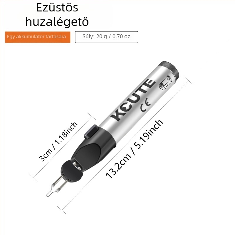Hosszított vezetékégető toll — gumírozott fogantyú, 1,5V akkumulátorral, DIY kötéshez és patchwork varráshoz