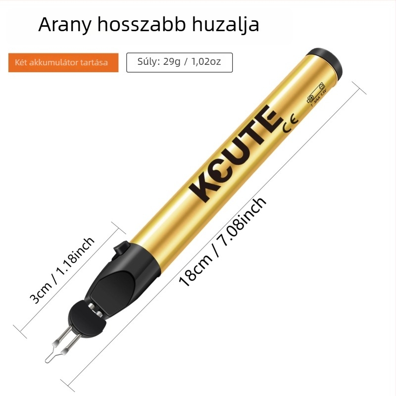 Hosszított vezetékégető toll — gumírozott fogantyú, 1,5V akkumulátorral, DIY kötéshez és patchwork varráshoz