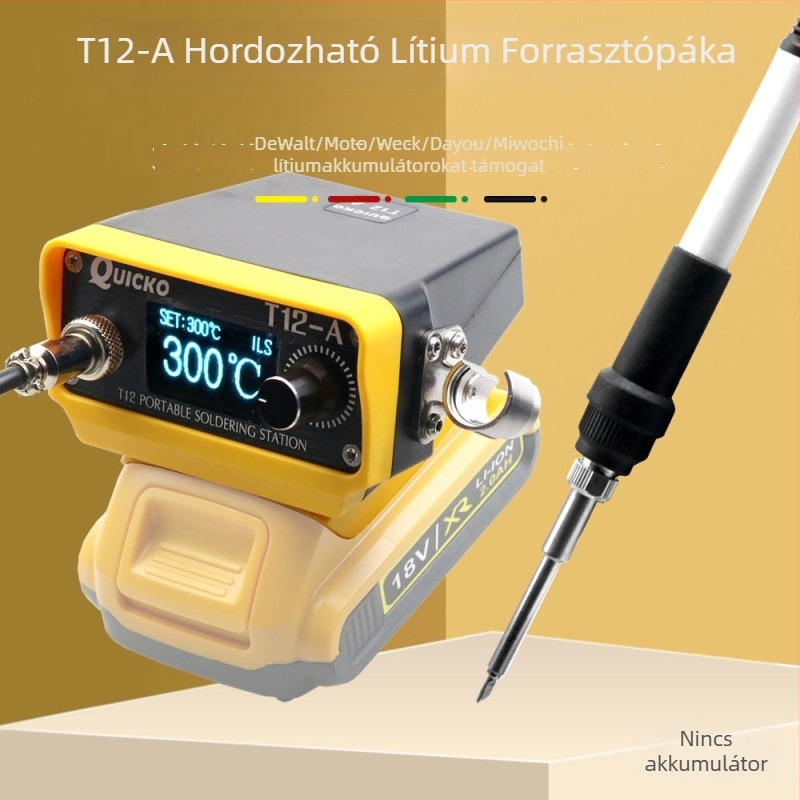 T12 lítium akkumulátoros vezeték nélküli forrasztóállomás digitális kijelzővel, bemenet 12-24V