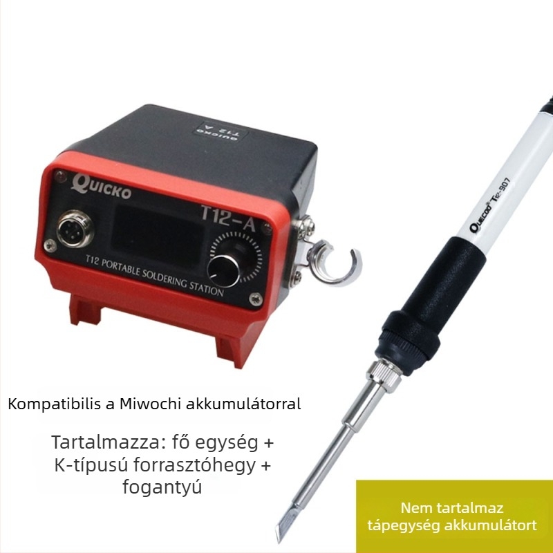 T12 lítium akkumulátoros vezeték nélküli forrasztóállomás digitális kijelzővel, bemenet 12-24V
