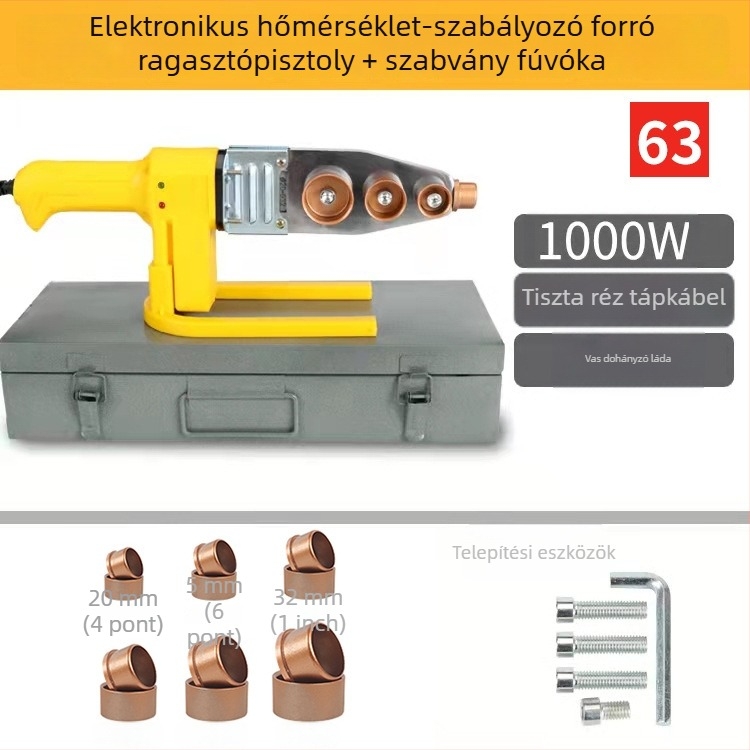 PPR vízcső forróöntő gép, elektronikus hőmérséklet-szabályozás, 0-63°C, testreszabható feldolgozás, vízcső hegesztés