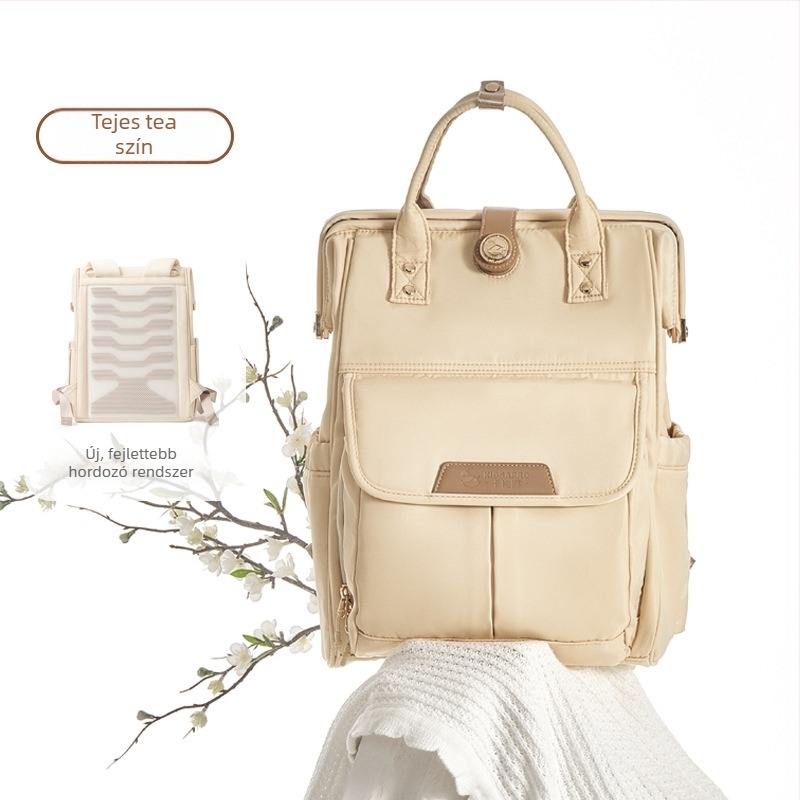 Anyukáknak és babáknak szánt nagy kapacitású, könnyű, multifunkcionális hátizsák (Anyag: poliészter; Belső: poliészter; Hátizsákrendszer: görbült vállpánt; Megjelenés: 2018 tavasza)