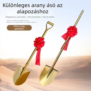Alapozási ceremóniára szánt lapát, 50Mn mangánacélból, hegyes fejű, tervezve megnyitó ceremóniákhoz