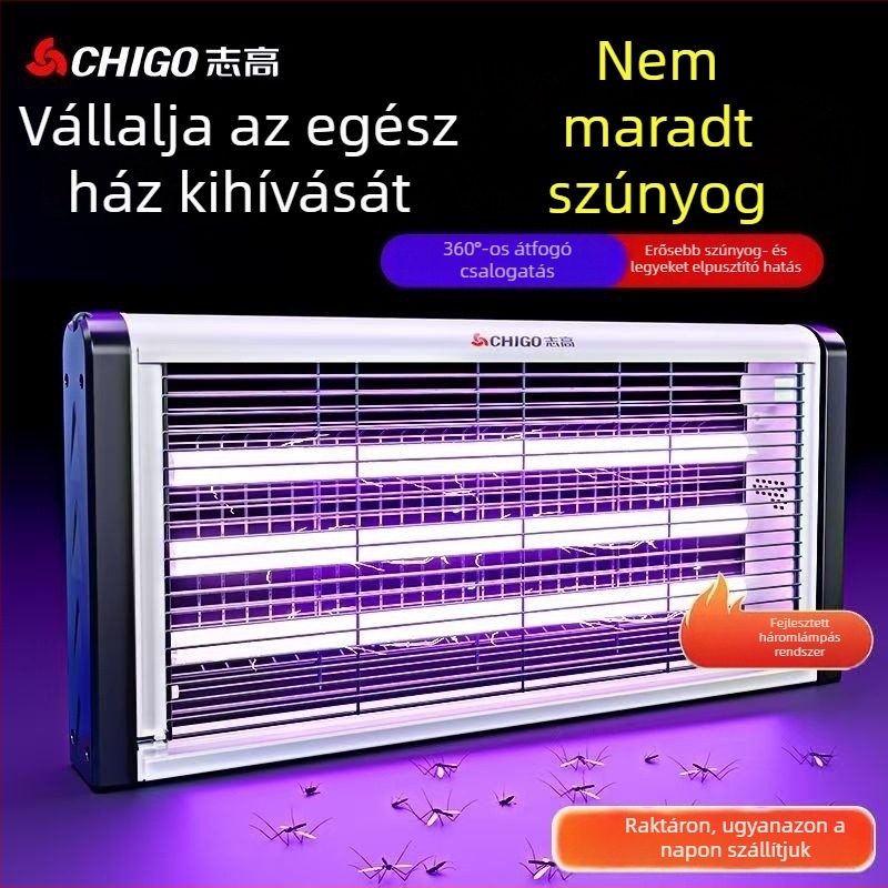 Szúnyogölő lámpa – falra szerelhető, LED világítással, 61 m² feletti területekhez, elektromos sokk és fényhullám csapda