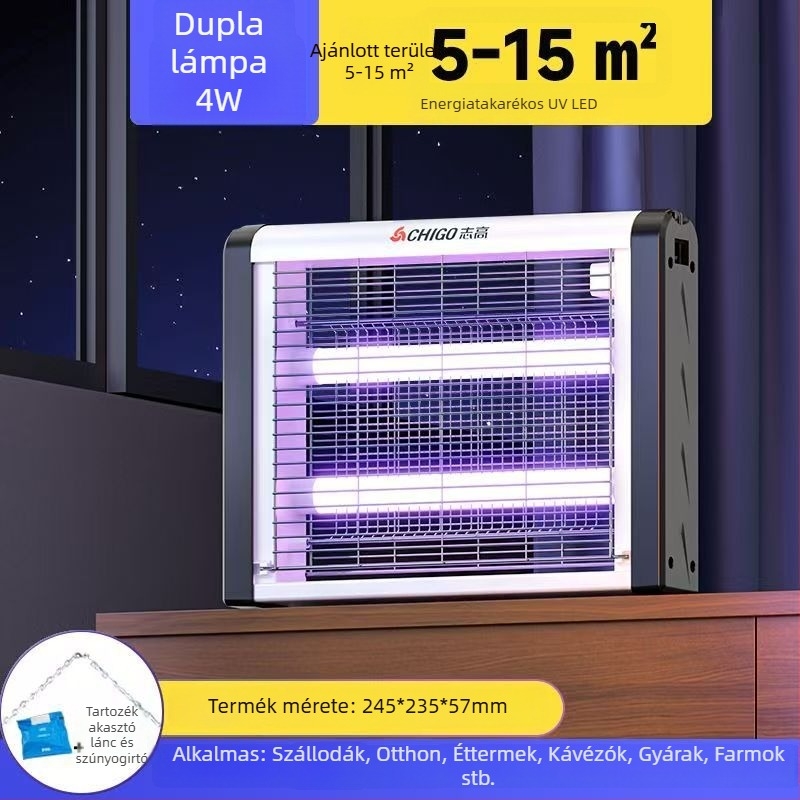 Szúnyogölő lámpa – falra szerelhető, LED világítással, 61 m² feletti területekhez, elektromos sokk és fényhullám csapda