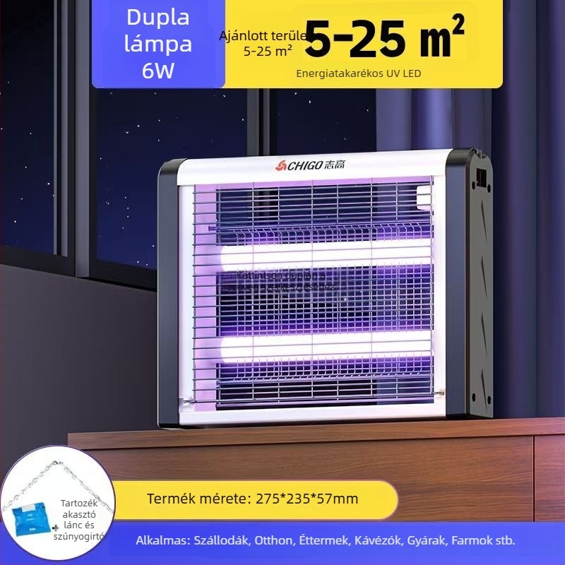 Szúnyogölő lámpa – falra szerelhető, LED világítással, 61 m² feletti területekhez, elektromos sokk és fényhullám csapda