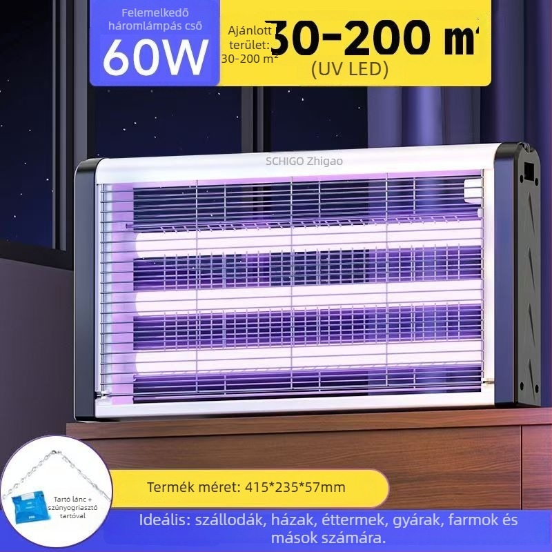 Szúnyogölő lámpa – falra szerelhető, LED világítással, 61 m² feletti területekhez, elektromos sokk és fényhullám csapda