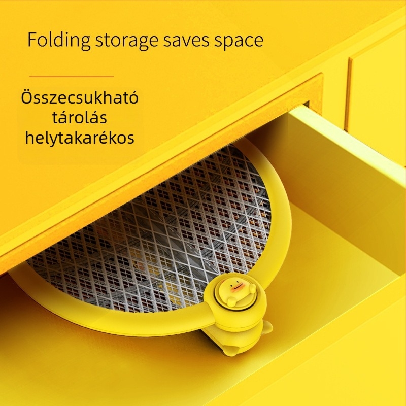 2-az-1-ben összecsukható elektromos szúnyogirtó USB-töltéssel és falra szerelhető állvánnyal, LED világítás, 0-180° forgás, beépített 1001-1600 mAh akkumulátor