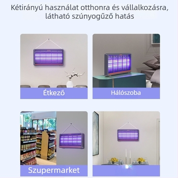 LED-lámpa szúnyog- és legyek elleni védelemre, fényhullám csapda, 31–40 m² lefedettség, 6–12W, akkumulátor nélkül