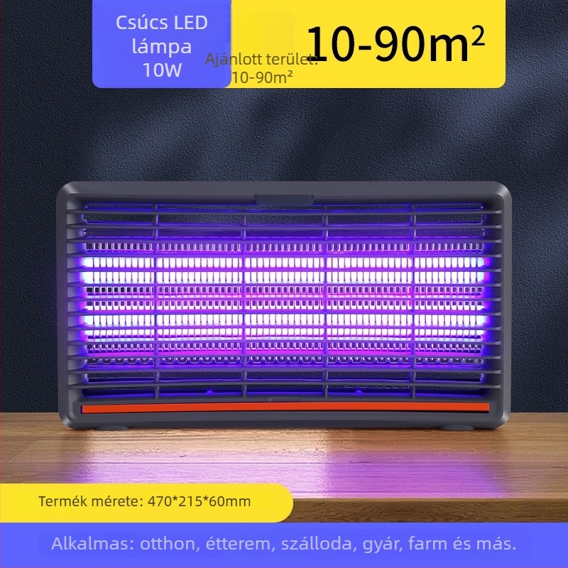 LED-lámpa szúnyog- és legyek elleni védelemre, fényhullám csapda, 31–40 m² lefedettség, 6–12W, akkumulátor nélkül
