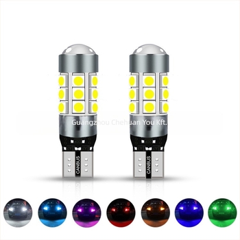 T10 LED Canbus belső autó világítás, hibamentes, 24SMD 3014 lencsével, 12V, 1W, Plug‑and‑Play