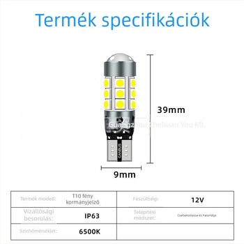 T10 LED Canbus belső autó világítás, hibamentes, 24SMD 3014 lencsével, 12V, 1W, Plug‑and‑Play