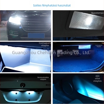 T10 LED Canbus belső autó világítás, hibamentes, 24SMD 3014 lencsével, 12V, 1W, Plug‑and‑Play