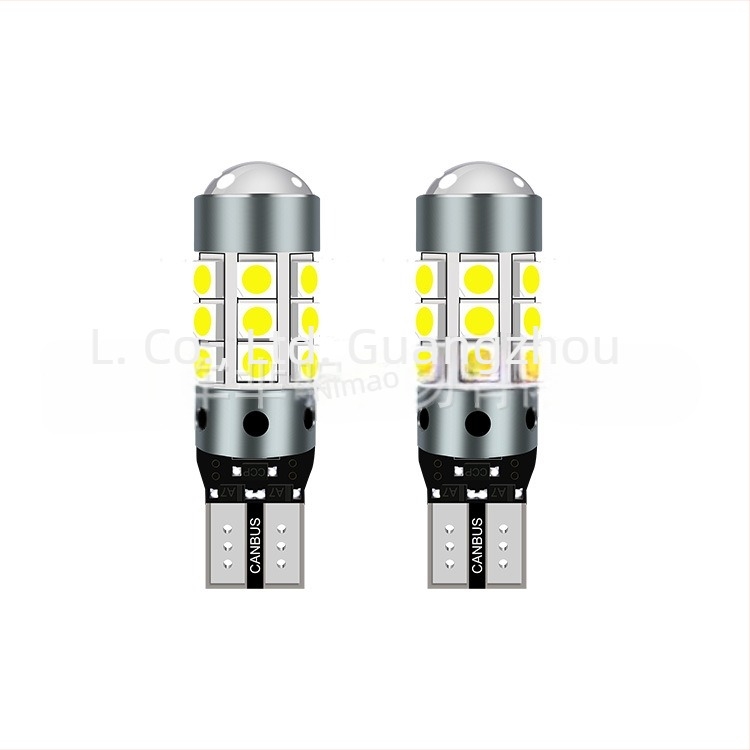 T10 LED Canbus belső autó világítás, hibamentes, 24SMD 3014 lencsével, 12V, 1W, Plug‑and‑Play
