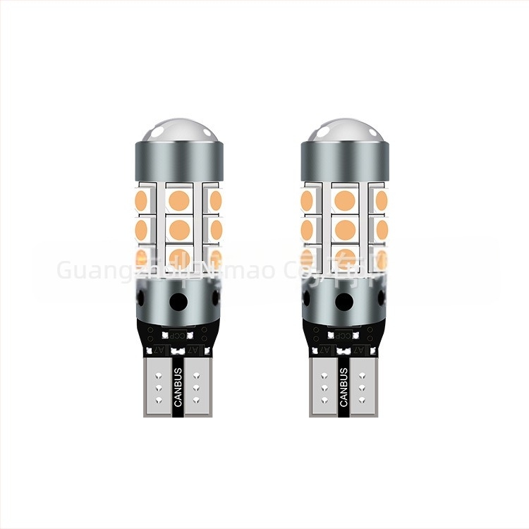 T10 LED Canbus belső autó világítás, hibamentes, 24SMD 3014 lencsével, 12V, 1W, Plug‑and‑Play