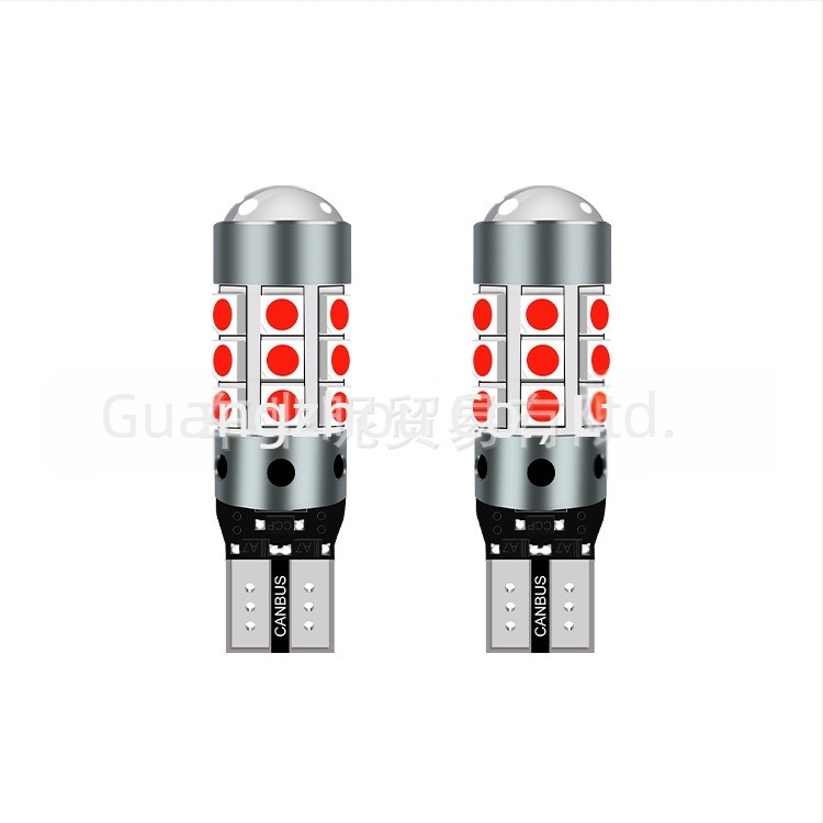 T10 LED Canbus belső autó világítás, hibamentes, 24SMD 3014 lencsével, 12V, 1W, Plug‑and‑Play