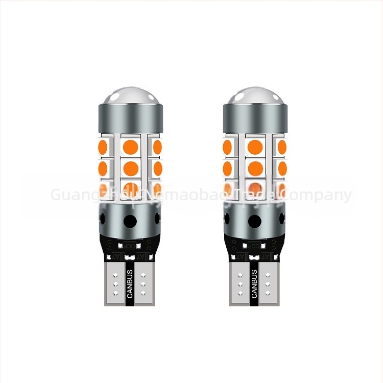 T10 LED Canbus belső autó világítás, hibamentes, 24SMD 3014 lencsével, 12V, 1W, Plug‑and‑Play