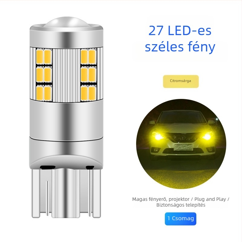 Autó szélesség LED indikátor fény - T10/W5W, 27SMD 1206; 12V, 3W (univerzális kompatibilitás)