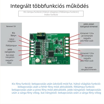 Bluetooth APP-vezérlésű kettős csatornás modul autó- és motorkerékpár jelzőfényeihez és nappali fényhez, LED 12V, 12W, 1A, 600 lm, modell DZ-YDNXY0057OHO