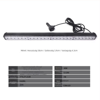 Alumínium LED első grille világítás autókhoz – riasztó és nappali világítás, 72W, 12-24V, modell: riasztó fény