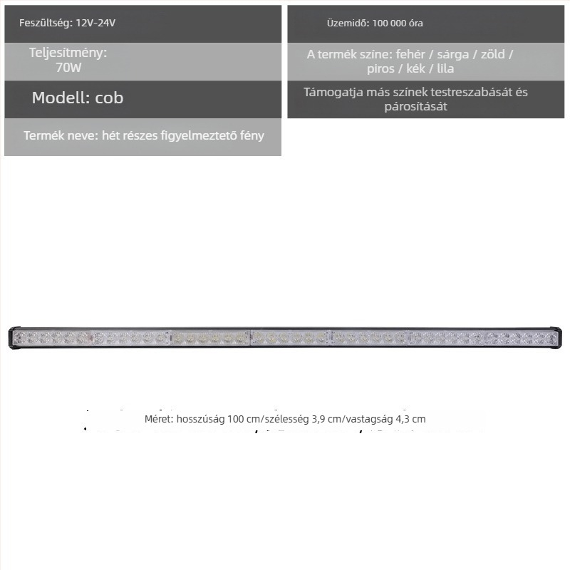 Alumínium LED első grille világítás autókhoz – riasztó és nappali világítás, 72W, 12-24V, modell: riasztó fény