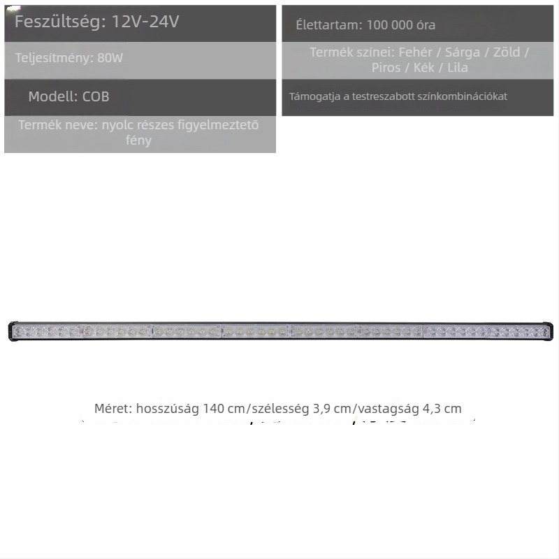 Alumínium LED első grille világítás autókhoz – riasztó és nappali világítás, 72W, 12-24V, modell: riasztó fény