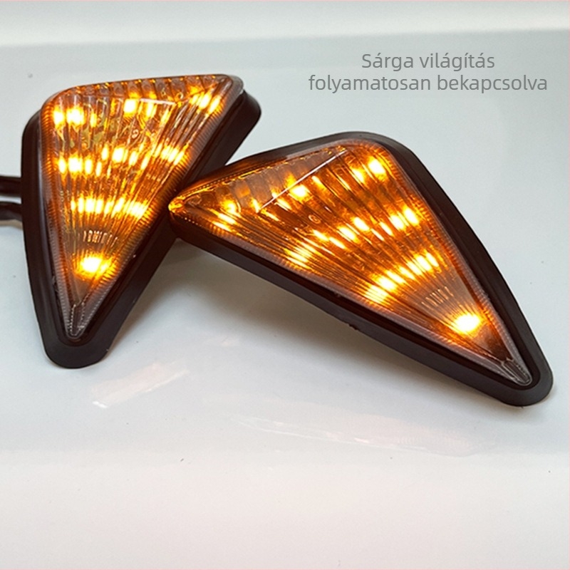 Beépített háromszög LED index lámpa motorkerékpárokhoz és sportautókhoz, utcai autókhoz, modell CC-038, 12V, LED fényforrás.