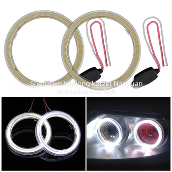 Autó LED fényszórók Angel Eye COB gyűrűvel, 120 mm kör lencsével, nappali menetfény és ködfény