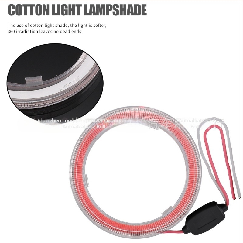 Autó LED fényszórók Angel Eye COB gyűrűvel, 120 mm kör lencsével, nappali menetfény és ködfény