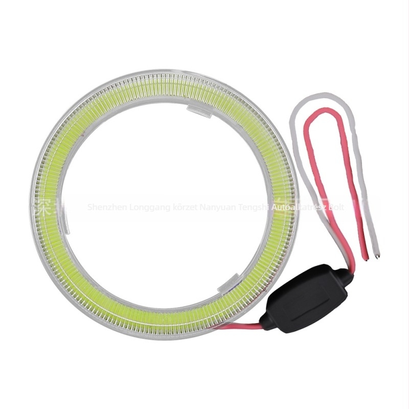 Autó LED fényszórók Angel Eye COB gyűrűvel, 120 mm kör lencsével, nappali menetfény és ködfény