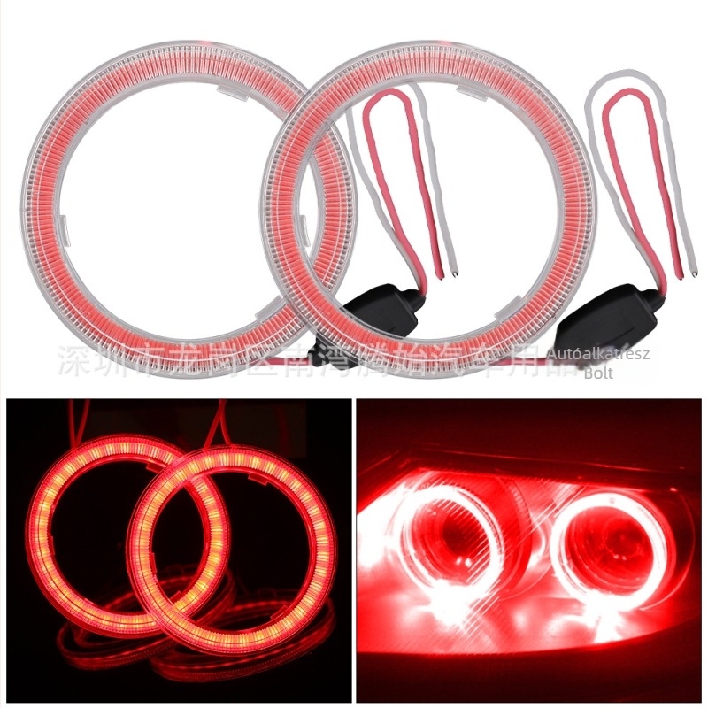 Autó LED fényszórók Angel Eye COB gyűrűvel, 120 mm kör lencsével, nappali menetfény és ködfény