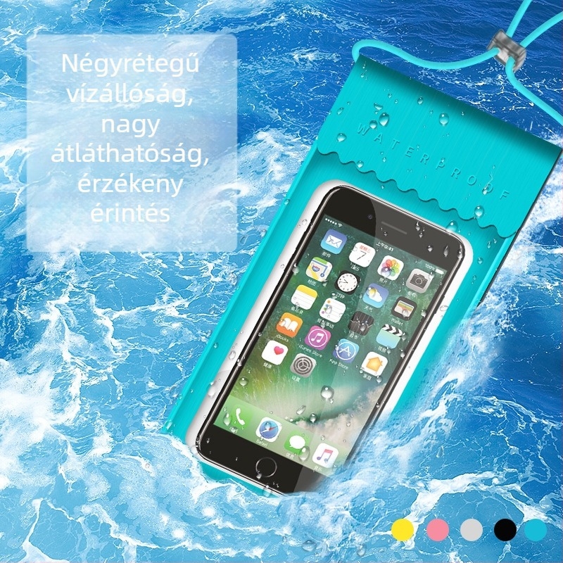 Kültéri vízálló telefonzsák, átlátszó, zárható tok, alkalmas merülésre, úszásra és raftingra