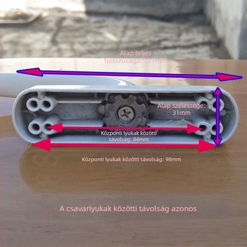 Alumíniumötvözet ablakfogantyú belsőnyitású és billenő ablakokhoz, sík profil, kétpontos zár, 5055