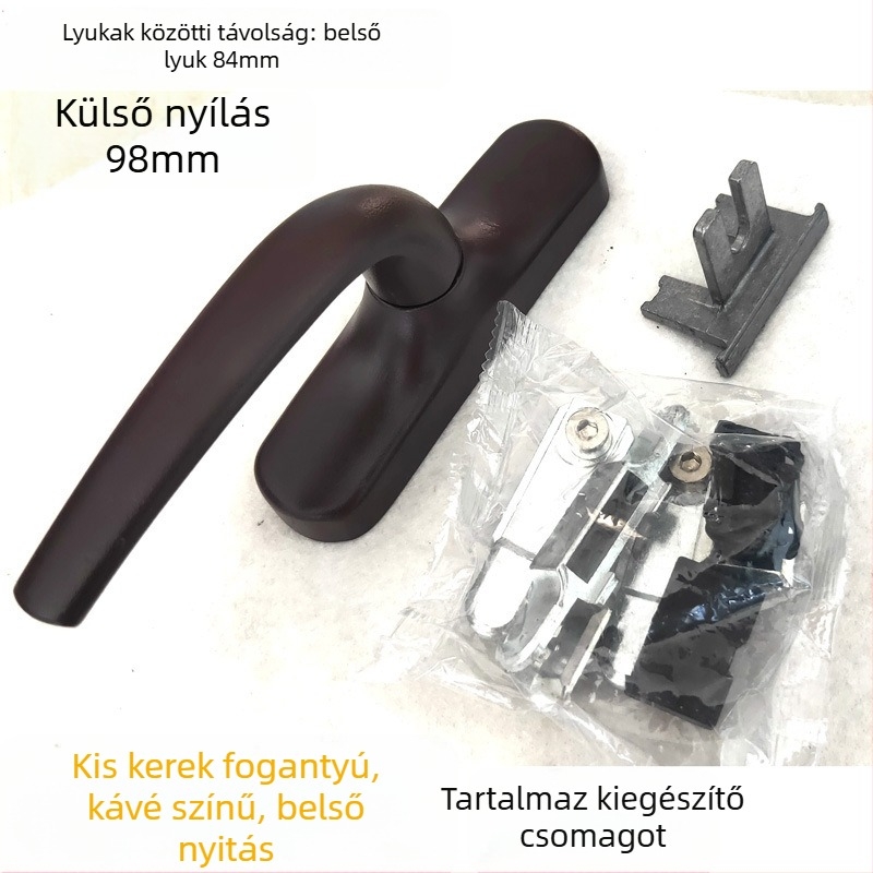 Alumíniumötvözet ablakfogantyú belsőnyitású és billenő ablakokhoz, sík profil, kétpontos zár, 5055