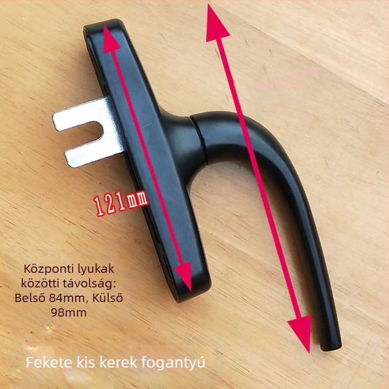 Alumíniumötvözet ablakfogantyú belsőnyitású és billenő ablakokhoz, sík profil, kétpontos zár, 5055