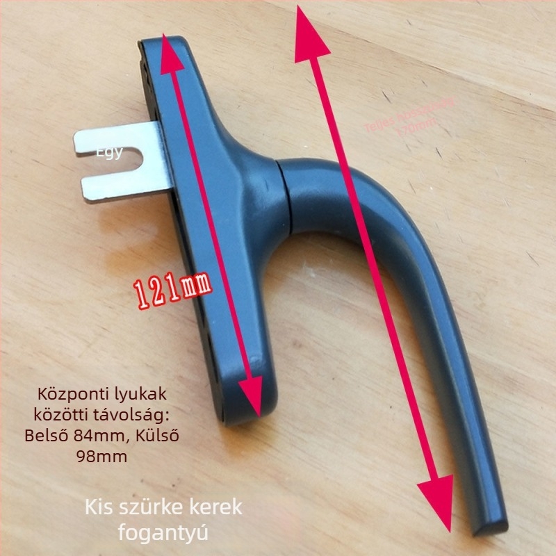 Alumíniumötvözet ablakfogantyú belsőnyitású és billenő ablakokhoz, sík profil, kétpontos zár, 5055