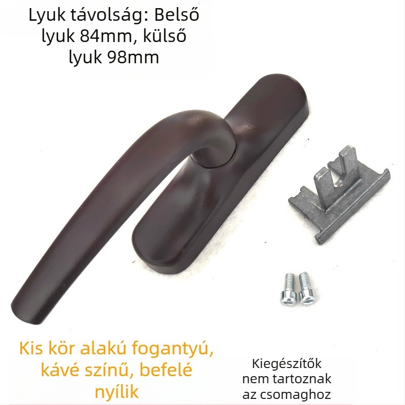 Alumíniumötvözet ablakfogantyú belsőnyitású és billenő ablakokhoz, sík profil, kétpontos zár, 5055