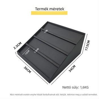 Dőlő Buddha amulett Thangka kiállítóállvány, négyrétegű trapezoidális kialakítás, vertikális, ékszerek és szemüvegek kiállítására, MDF bőrhatás bevonattal