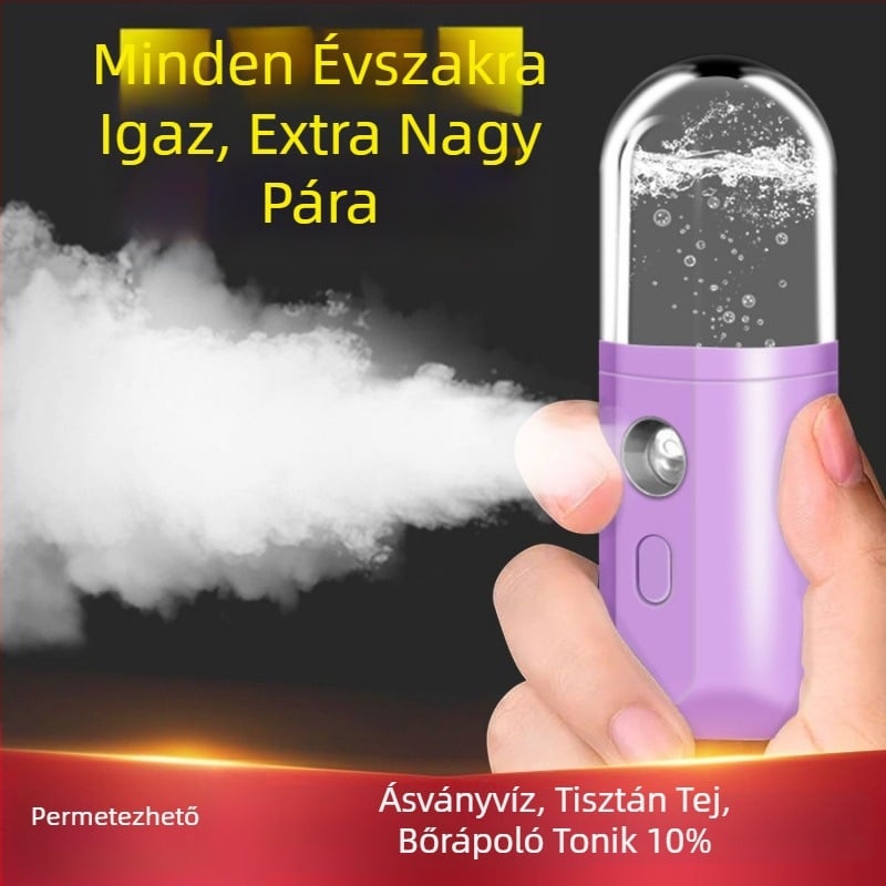 Nano permetező hidratáló eszköz – kézben tartható arckrémpermetező, hideg permet, 5+ fokozat, köd idő ≤10 s, termoelektrikus hidratációs technológia, beépített akkumulátor nélkül