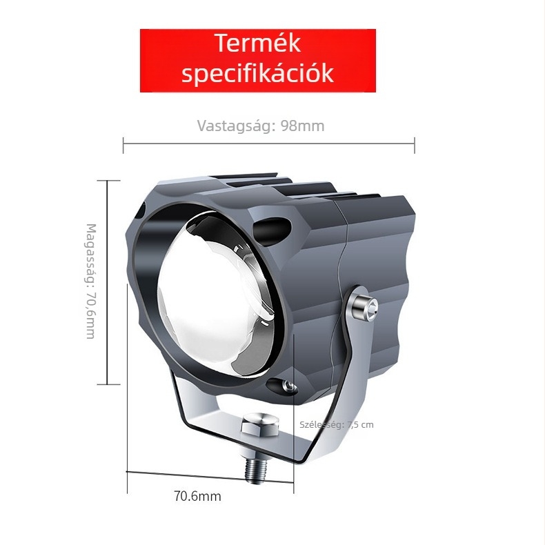 Autó LED lézeres fényszóró alumínium házban, 100W, 12-80V, LED fényforrás