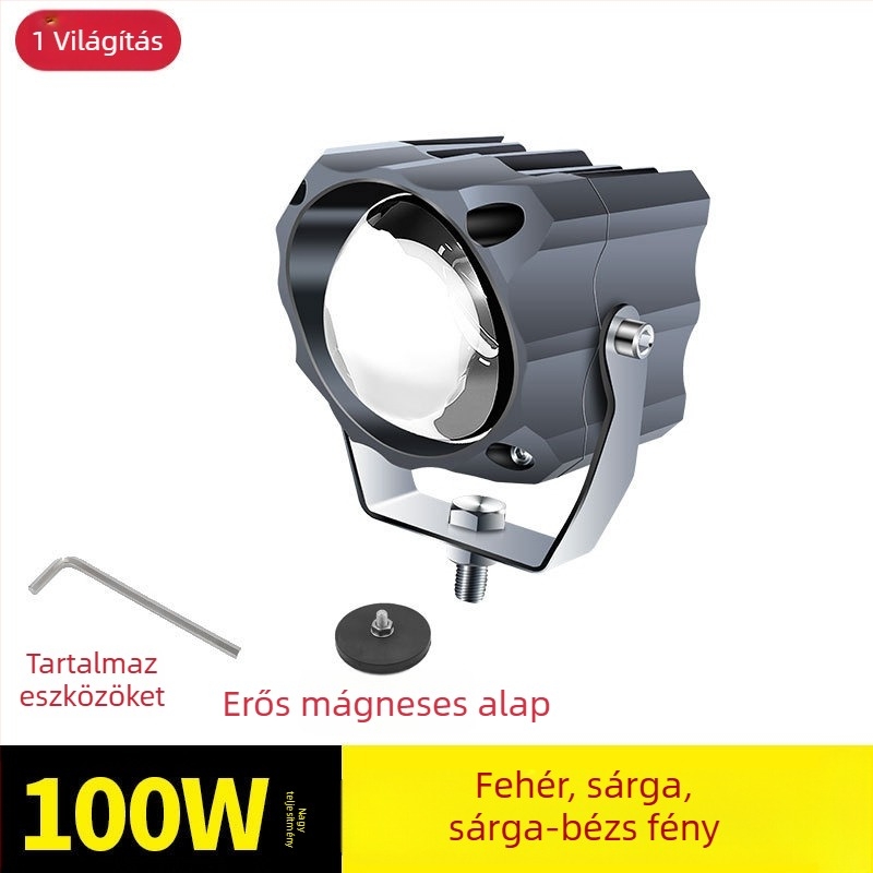 Autó LED lézeres fényszóró alumínium házban, 100W, 12-80V, LED fényforrás