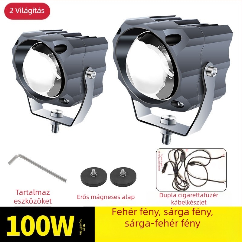 Autó LED lézeres fényszóró alumínium házban, 100W, 12-80V, LED fényforrás