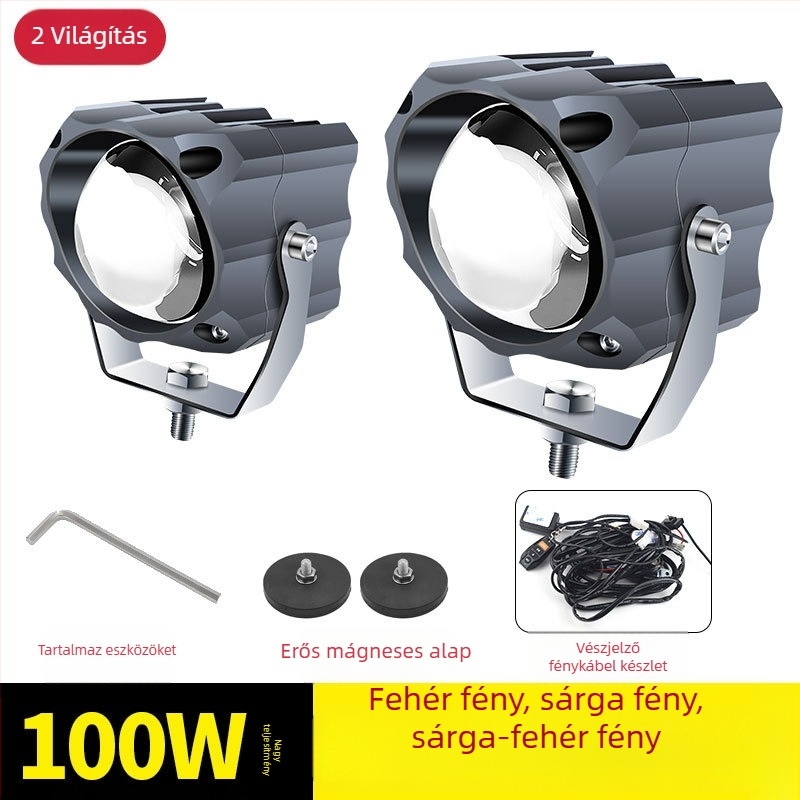 Autó LED lézeres fényszóró alumínium házban, 100W, 12-80V, LED fényforrás