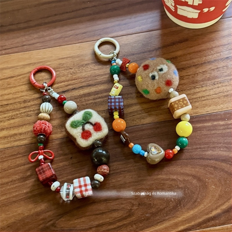 Zirui PVC telefonnyakpánt kézzel készített gyöngy karkötővel – uniszex, PVC zsinór, fém csat, testreszabható