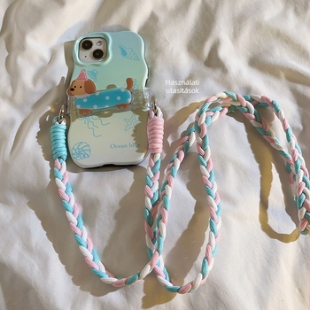 Női mobiltelefon-nyakpánt műanyag csattal és kötéllel