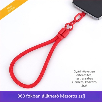 Lobster kapocsos mobiltelefon nyakpánt – multifunkcionális, fonott poliészter zsinór, fémkapocs; Anyagok: cink ötvözet + erős poliészter; Zsinór anyaga: poliészter; Kapocs anyaga: fém; Testreszabás: Igen
