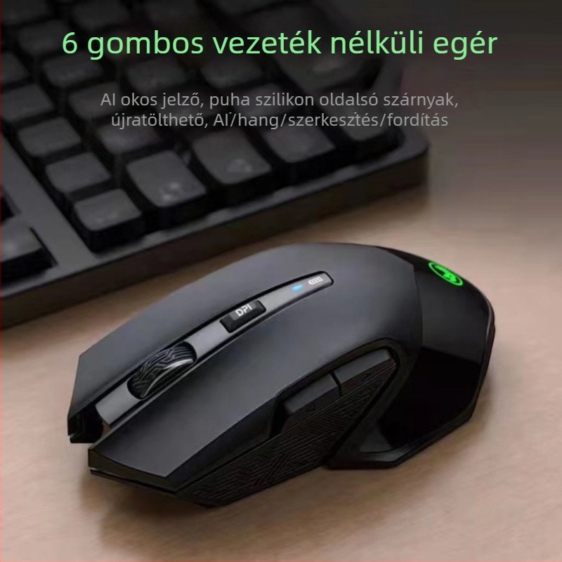 T3 vezeték nélküli egér, 1600dpi, USB, 2.4GHz, 6 gomb, ergonómikus kialakítás
