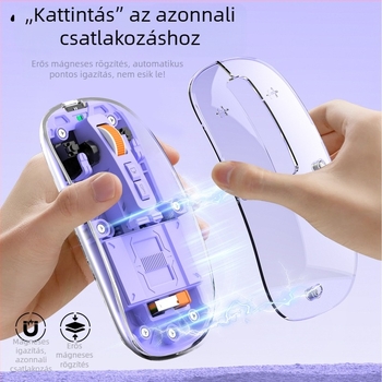 Vezeték nélküli egér, 2.4G + Bluetooth, 1600dpi, 5 gomb, 10m hatótávolság, 76 g, laptop-kompatibilis