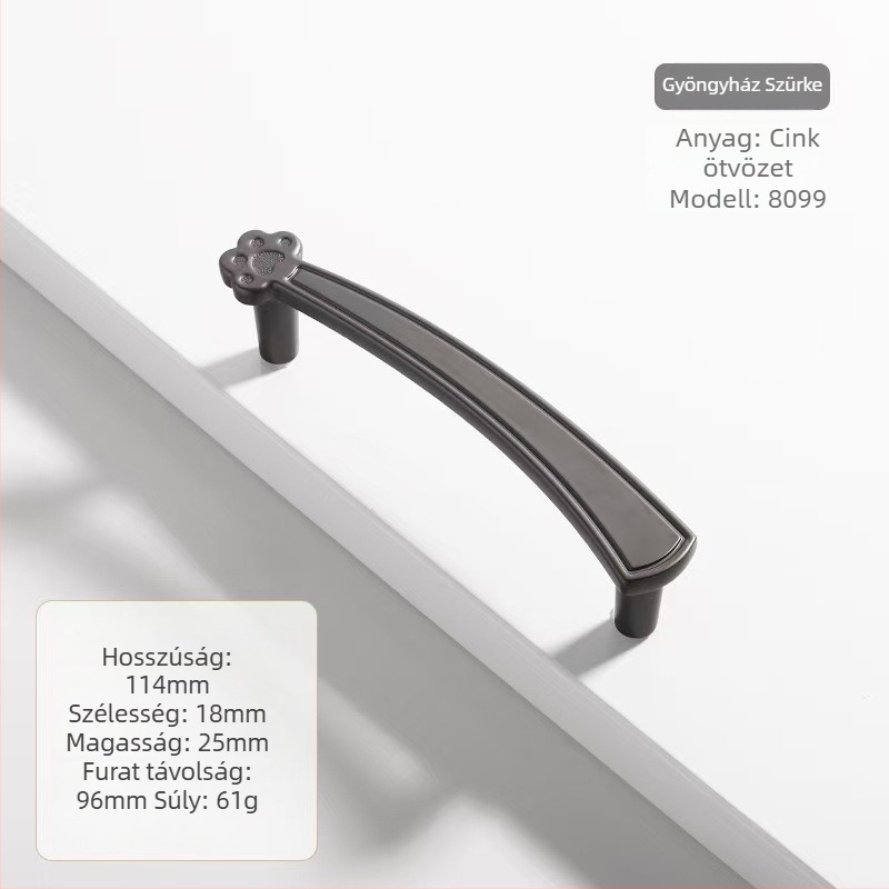 Macska karma alakú fogantyú szekrényekhez, cink ötvözetből, nordic stílus, modell 8099, alkalmas szekrényajtókhoz és fiókokhoz