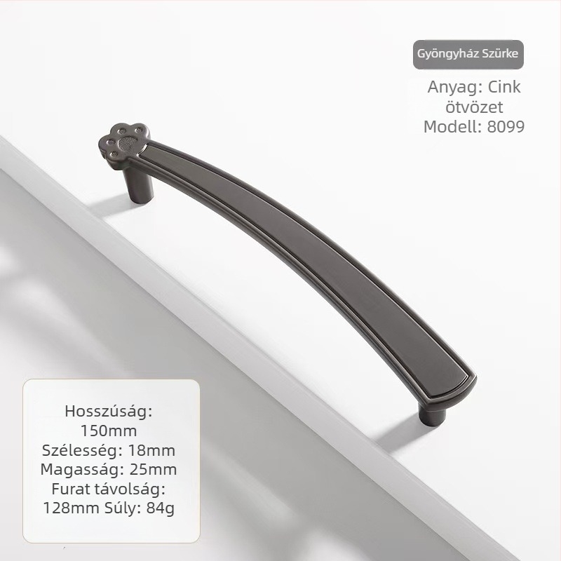 Macska karma alakú fogantyú szekrényekhez, cink ötvözetből, nordic stílus, modell 8099, alkalmas szekrényajtókhoz és fiókokhoz